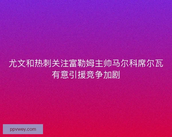 尤文和热刺关注富勒姆主帅马尔科席尔瓦有意引援竞争加剧